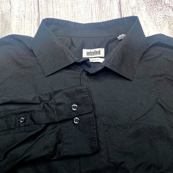 Unlisted by Kenneth Cole Men's Button-Up Black Dress Suit Shirt Regular Fit Sz L - Picture 1 of 6